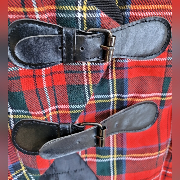 Military Style Red Plaid Blazer - Picture 2 of 8